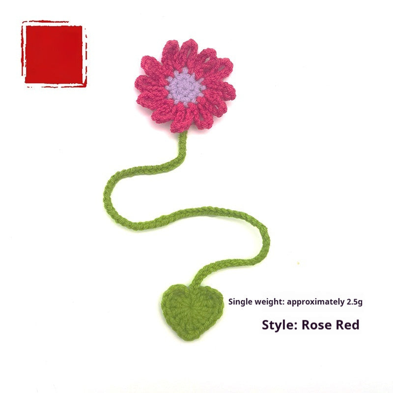 Hand-crocheted Wool Bookmark 4-Strand Milk Cotton