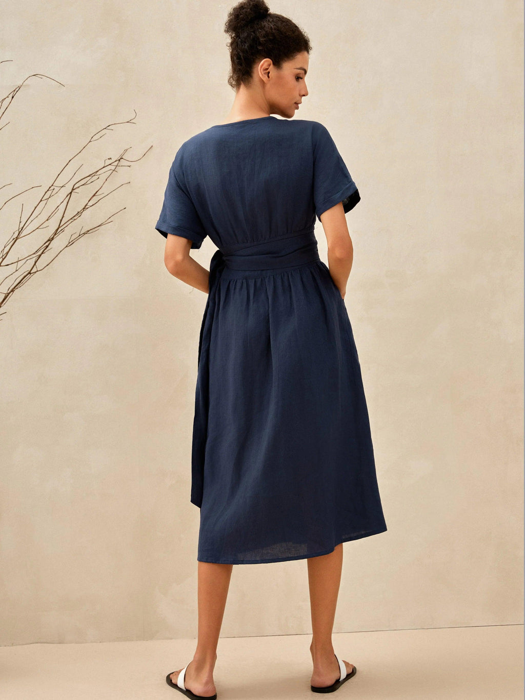 100 Linen Kimono Dress Celeste