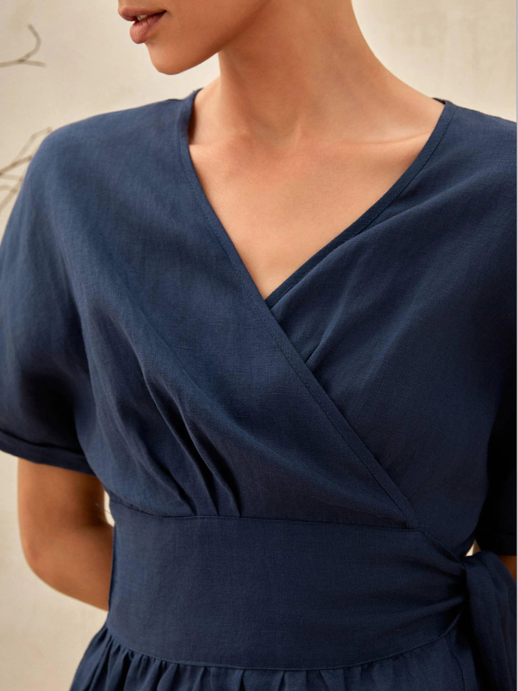 100 Linen Kimono Dress Celeste