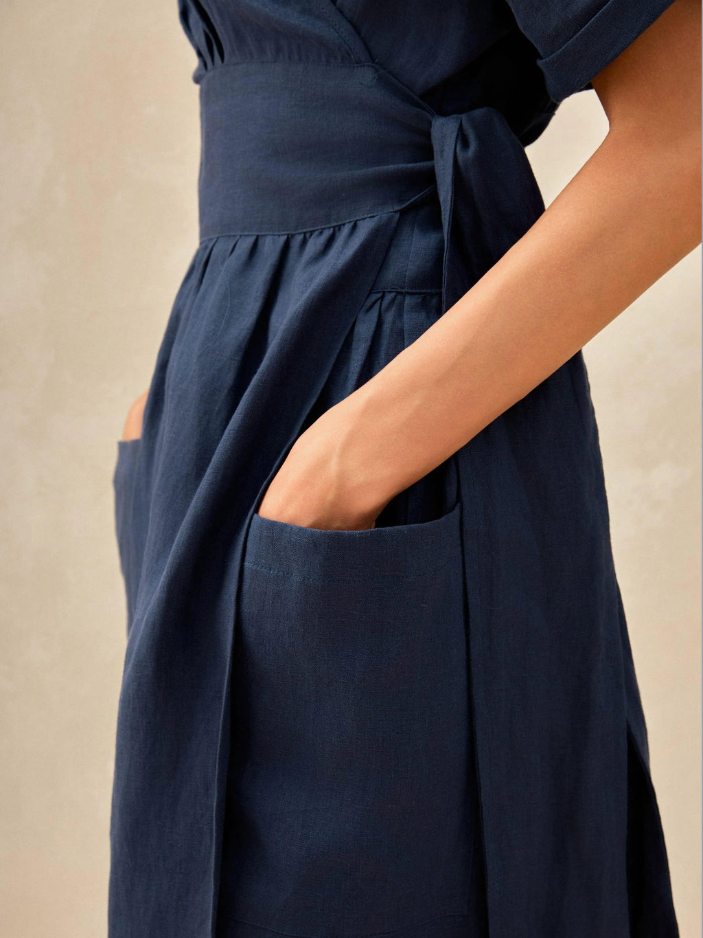100 Linen Kimono Dress Celeste