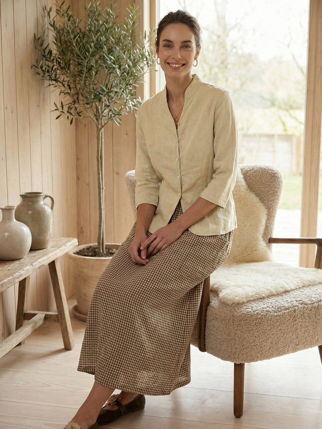 100 Linen Hand Button Fitted Jacket Amelia