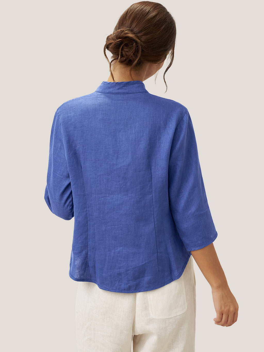 100 Linen Hand Button Fitted Jacket Amelia
