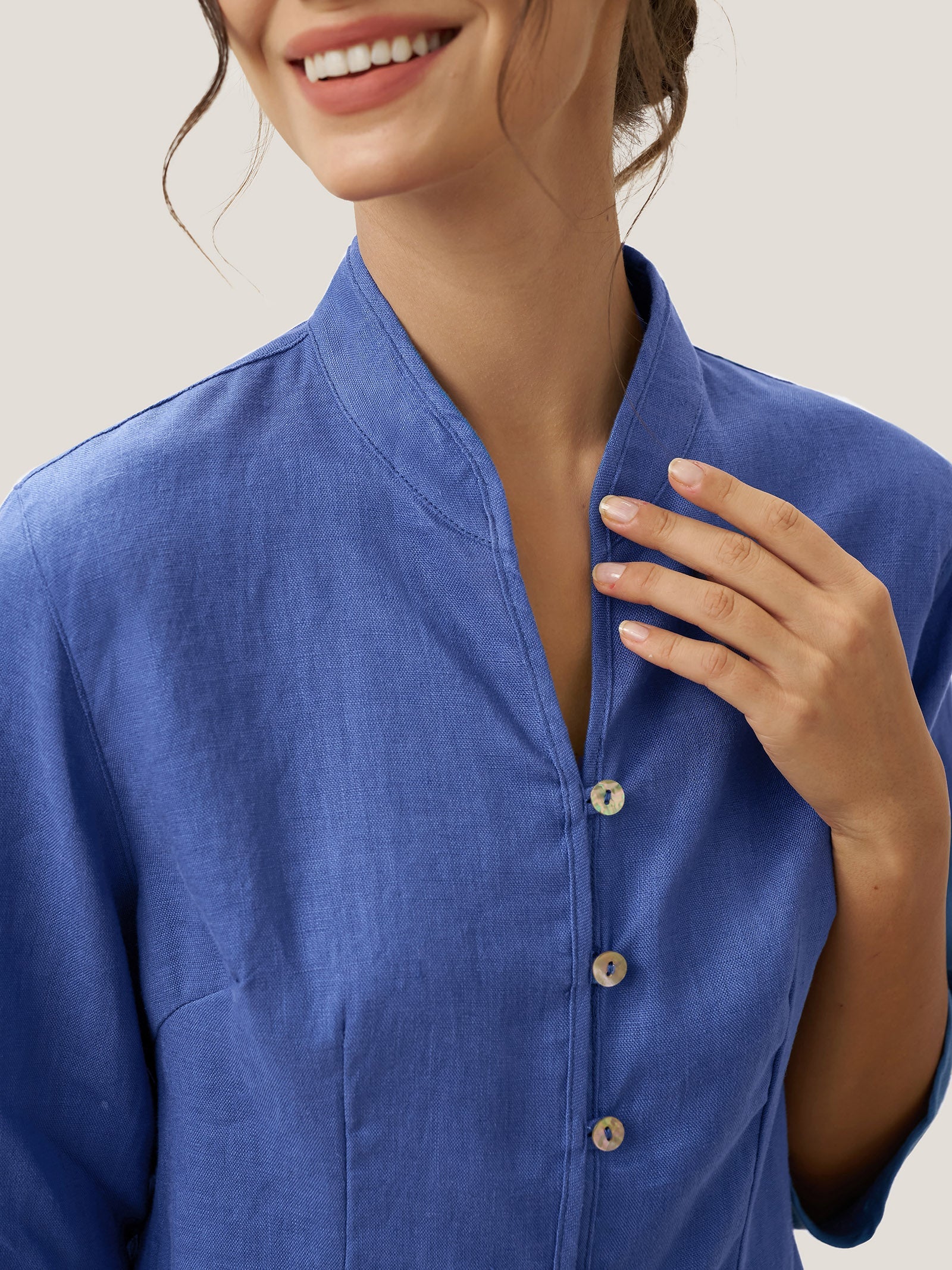 100 Linen Hand Button Fitted Jacket Amelia