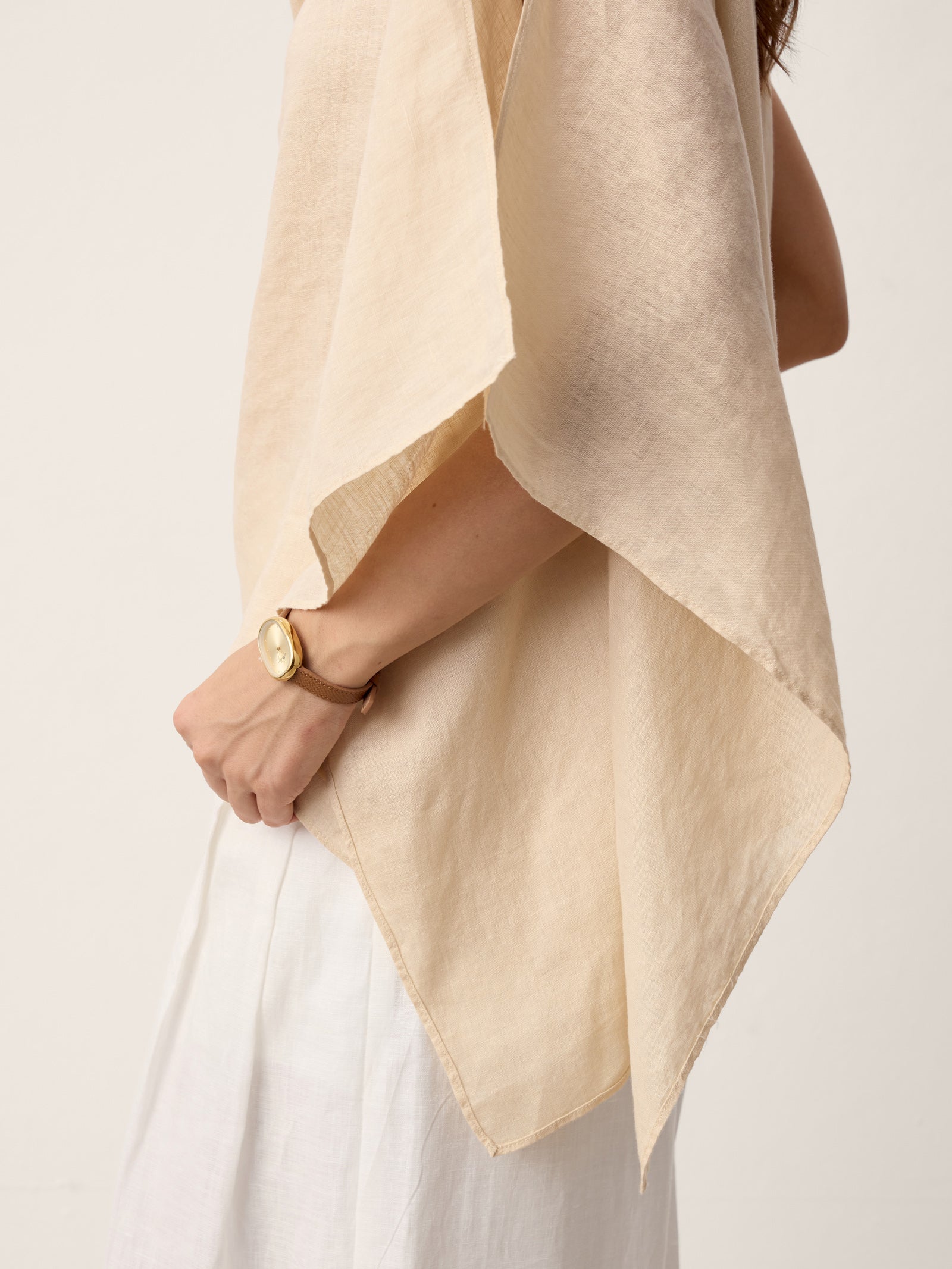 100 Linen Cowl Neck Asymmetric Top Levina