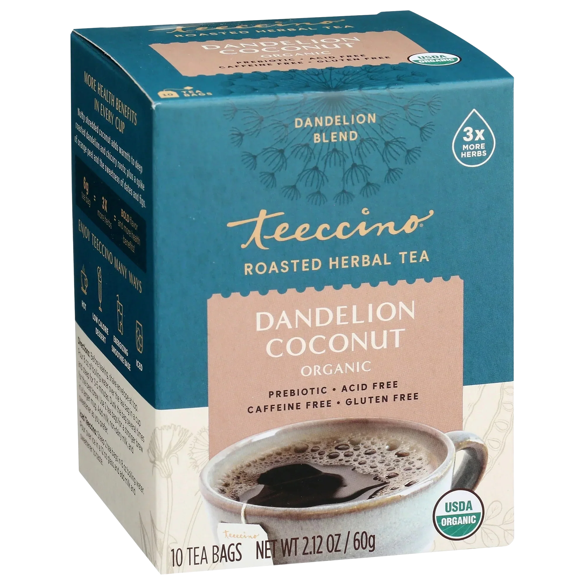 Té de hierbas tostado de diente de león y coco