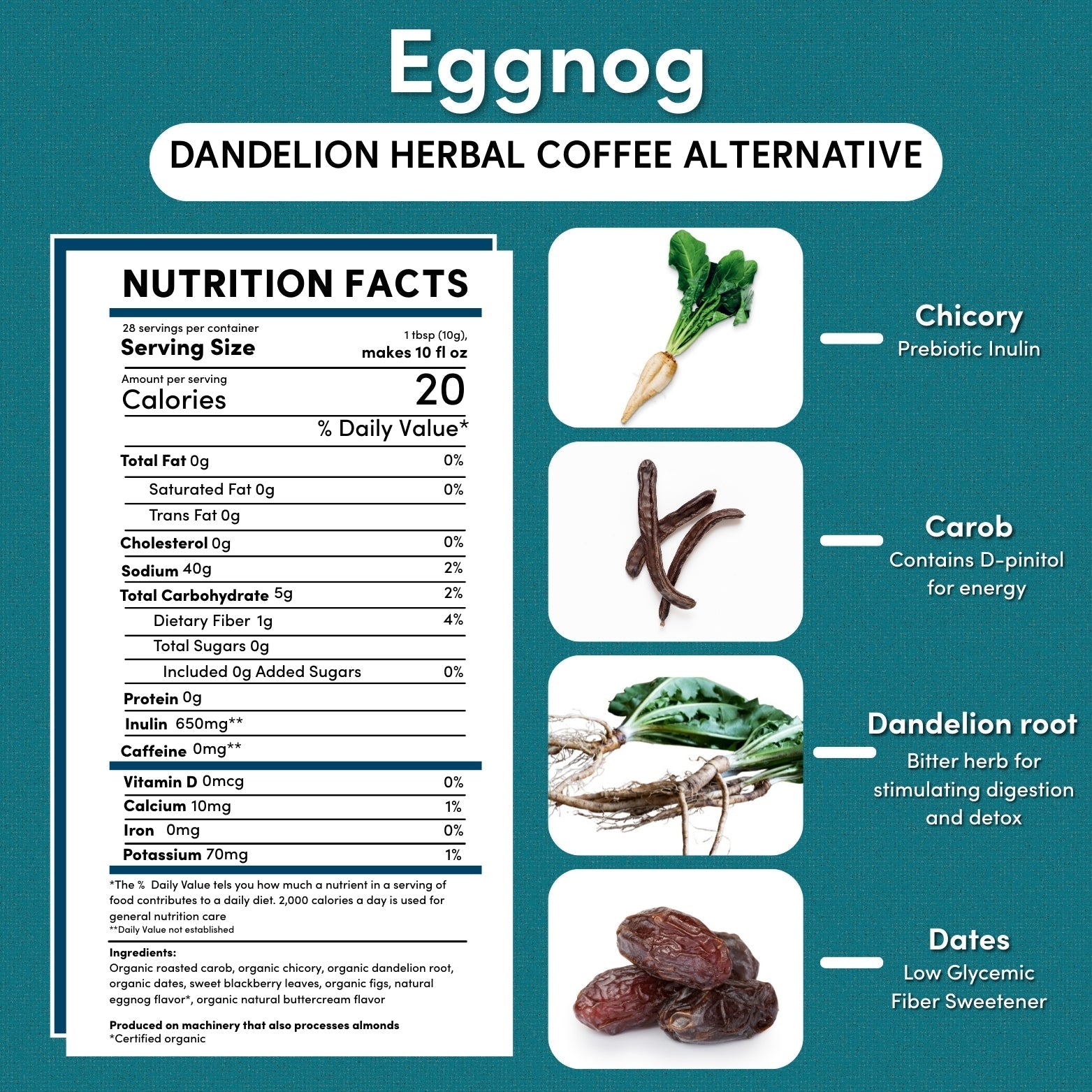 Herbal Coffee | Teeccino | Holiday Eggnog Herbal Coffee