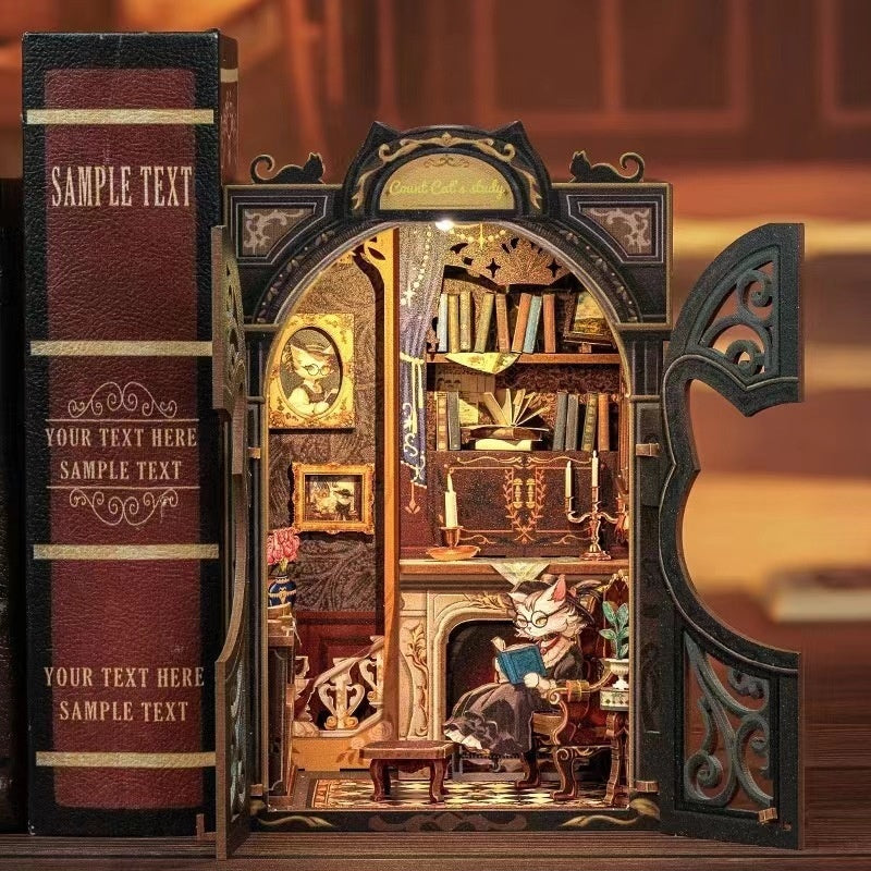 Bookshelf Decor | Miniture House | Owl Bookstore Wooden Assembly Diy Handmade Book Stand