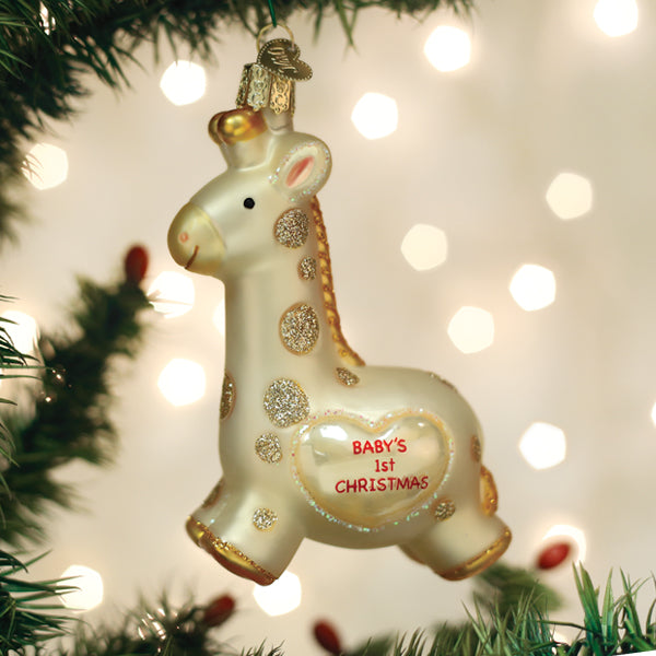 Adorno de jirafa para la primera Navidad del bebé