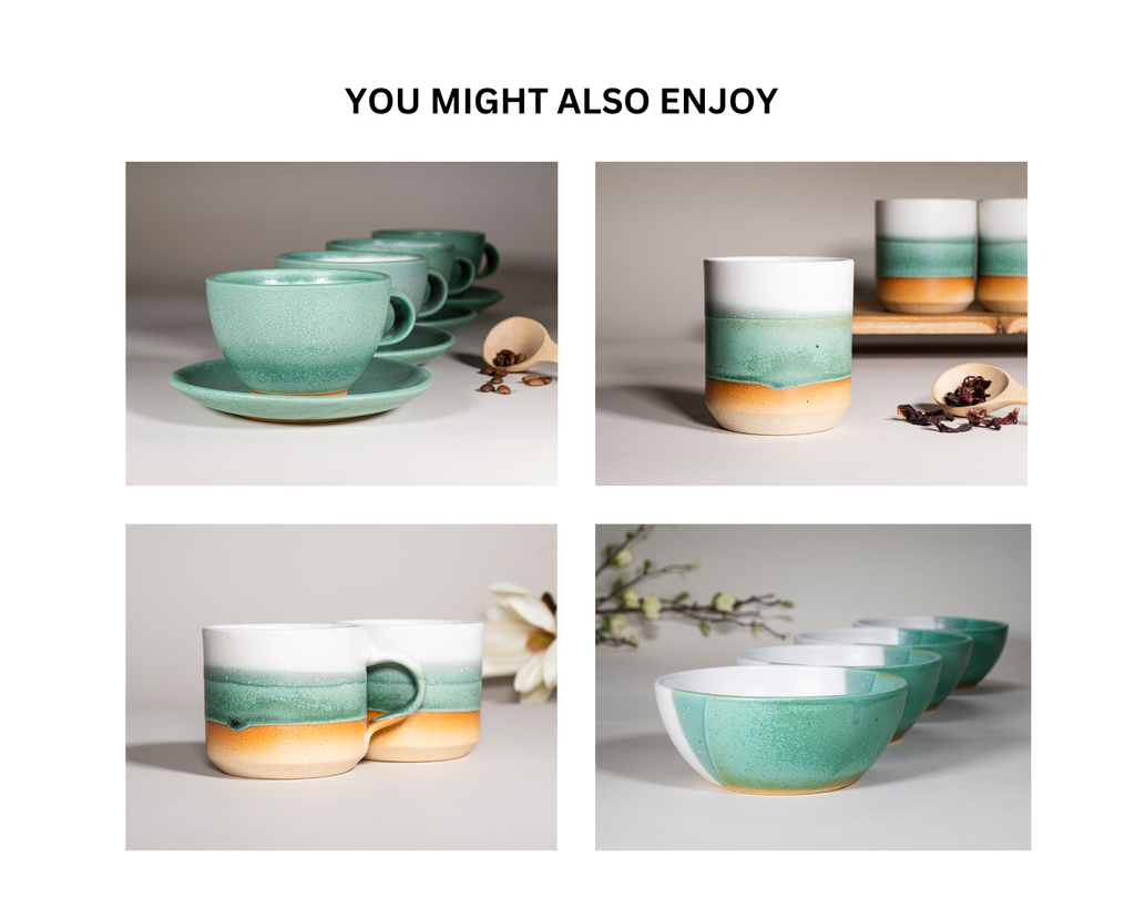 Tea | Ceramic Coffee Tea Mug with Handle Green White