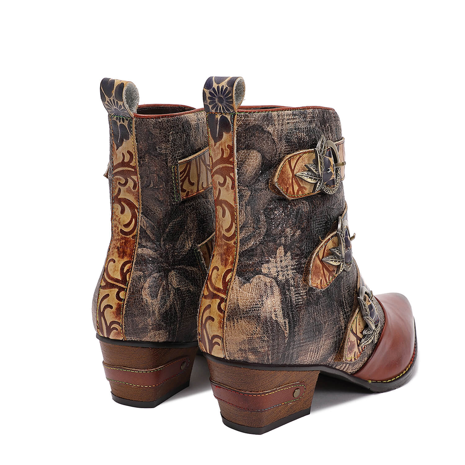Booty | Retro Handmade Vintage Embossed Buckle Leather Boots