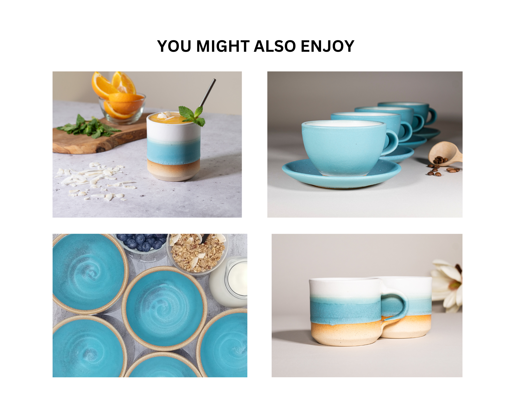 Tea | Ceramic Coffee Tea Mug with Handle Turquoise White