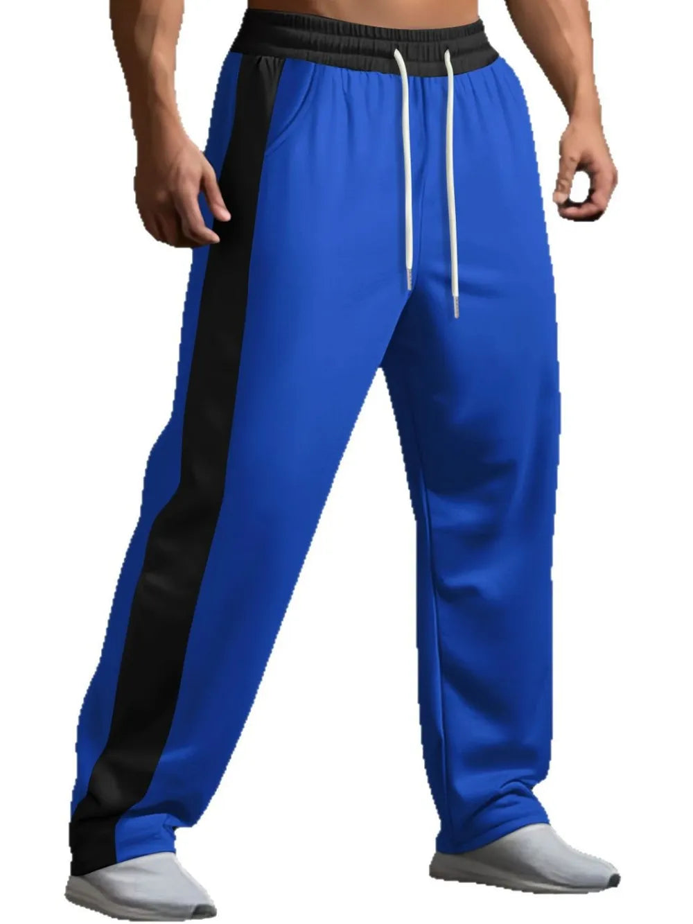Men's Drawstring Contrast Wide Leg Pants