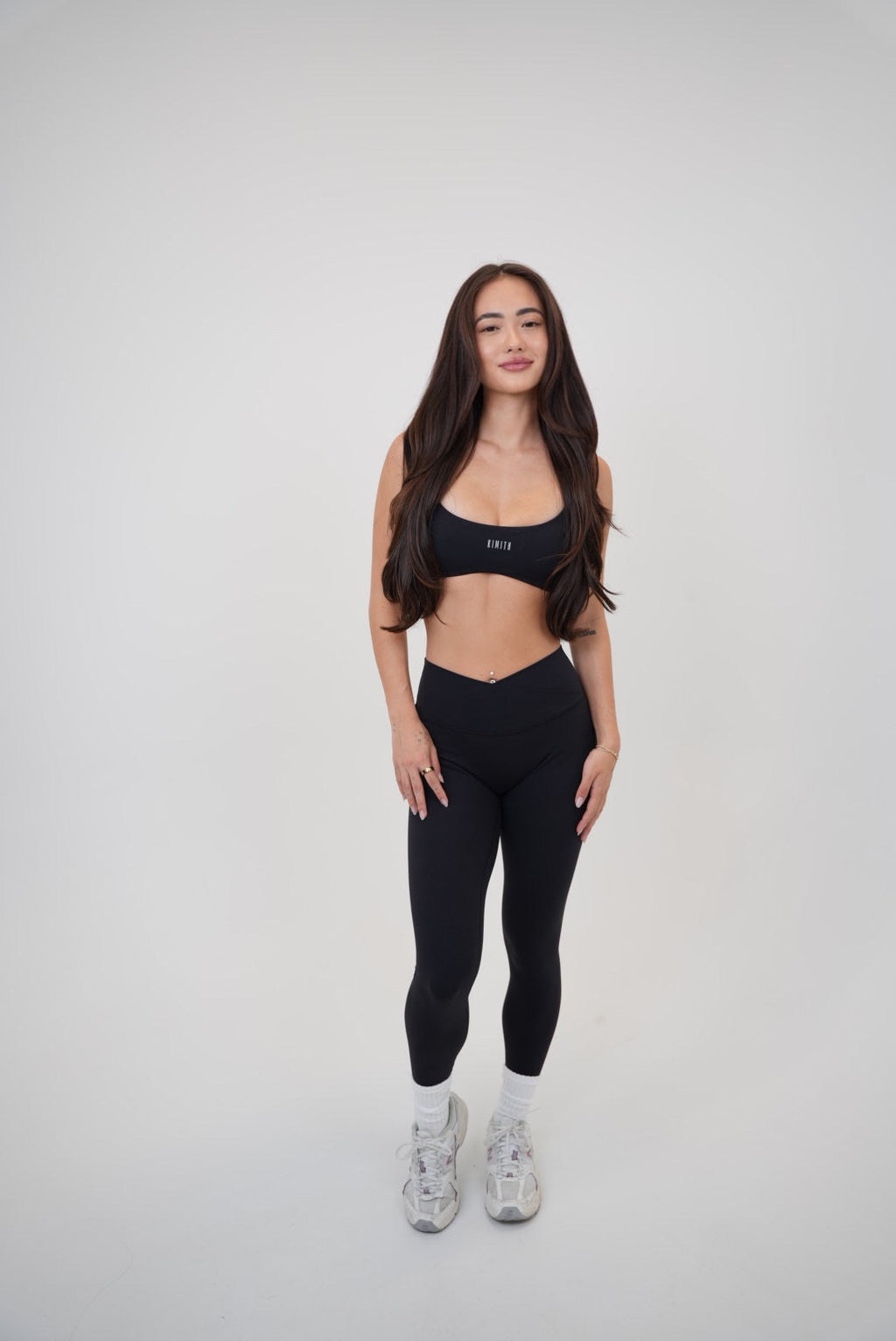 Legging My Time Is Divine Negro Esculpido con Cintura en V
