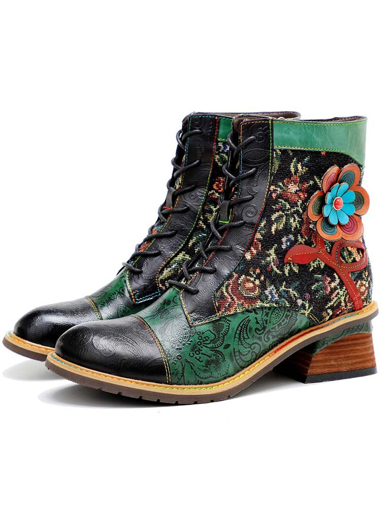 Booty | Vintage Handmade Stunning Floral Ankle Boots