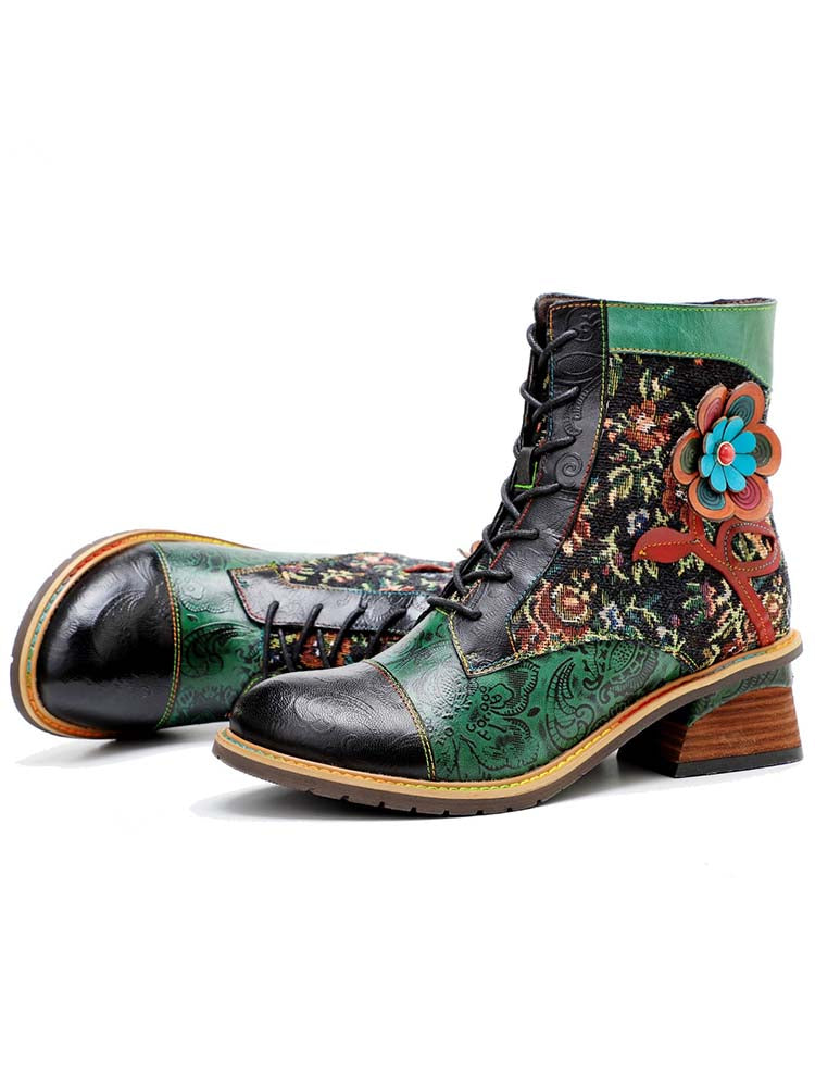 Booty | Vintage Handmade Stunning Floral Ankle Boots