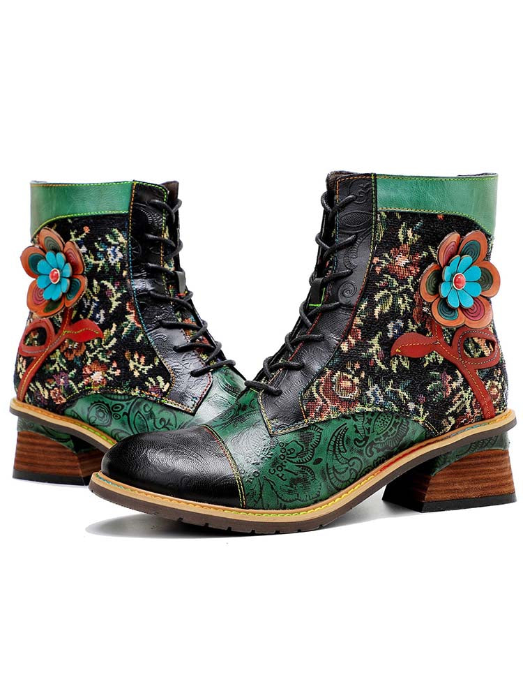 Booty | Vintage Handmade Stunning Floral Ankle Boots