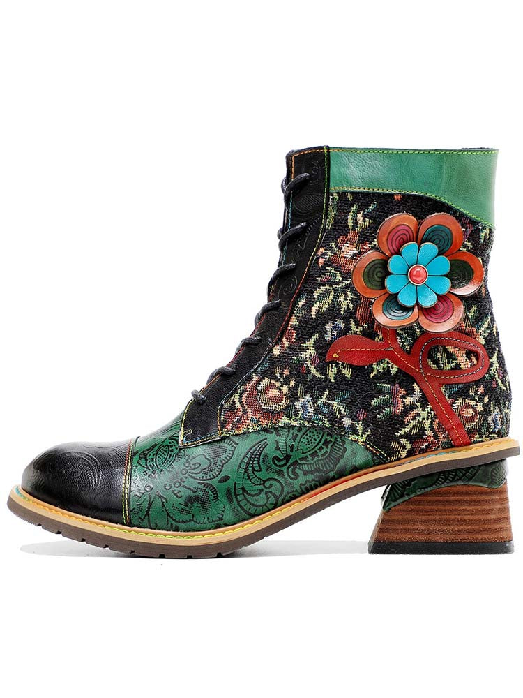 Booty | Vintage Handmade Stunning Floral Ankle Boots