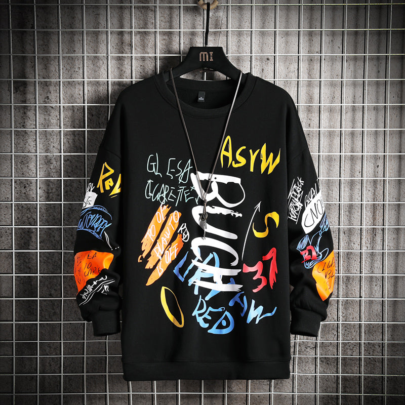 Sudadera de cuello redondo SingleRoad para hombre, Harajuku oversize, ropa de calle japonesa, Hip Hop, sudadera con capucha negra para hombre
