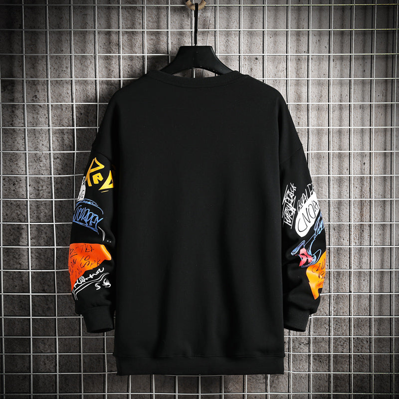 Sudadera de cuello redondo SingleRoad para hombre, Harajuku oversize, ropa de calle japonesa, Hip Hop, sudadera con capucha negra para hombre