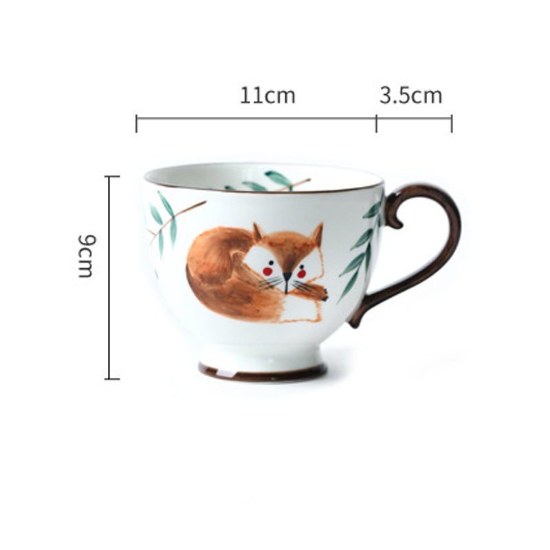 Taza de cerámica con diseño retro sencillo de animales