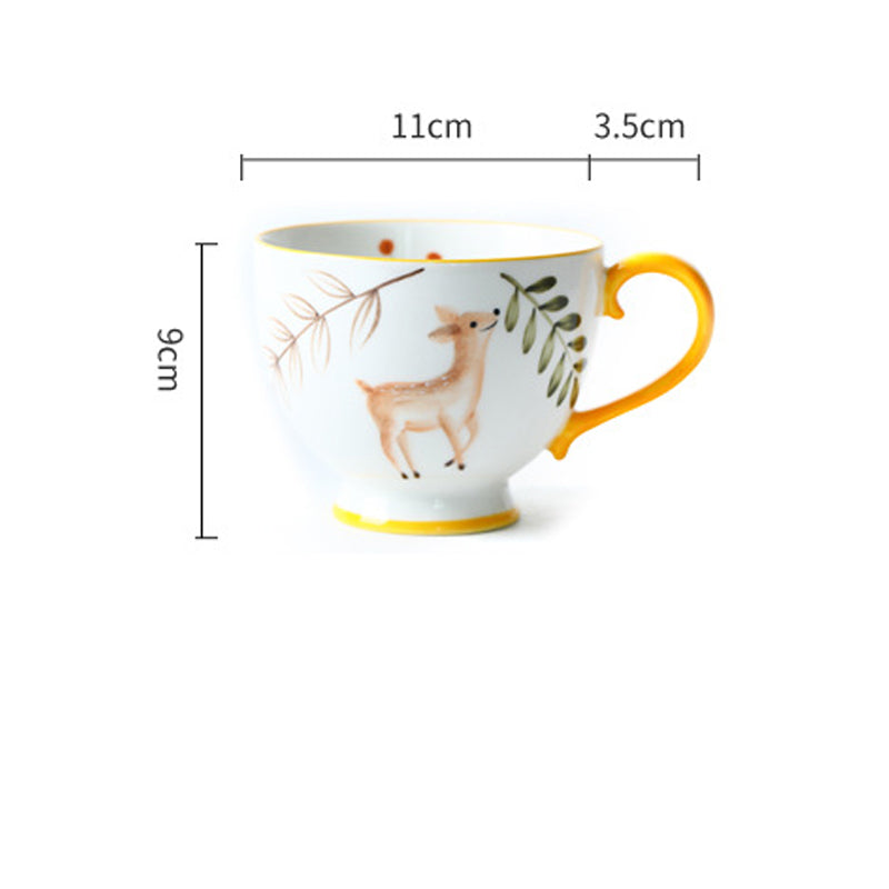 Taza de cerámica con diseño retro sencillo de animales