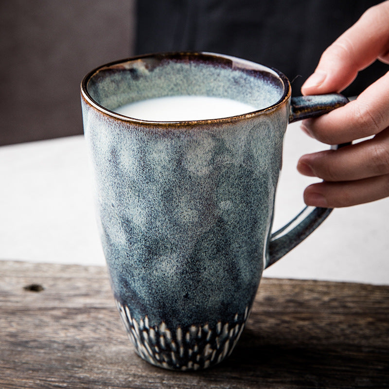 Taza de cerámica, taza alta, taza de café simple pintada a mano de gran capacidad, taza estilo nórdico