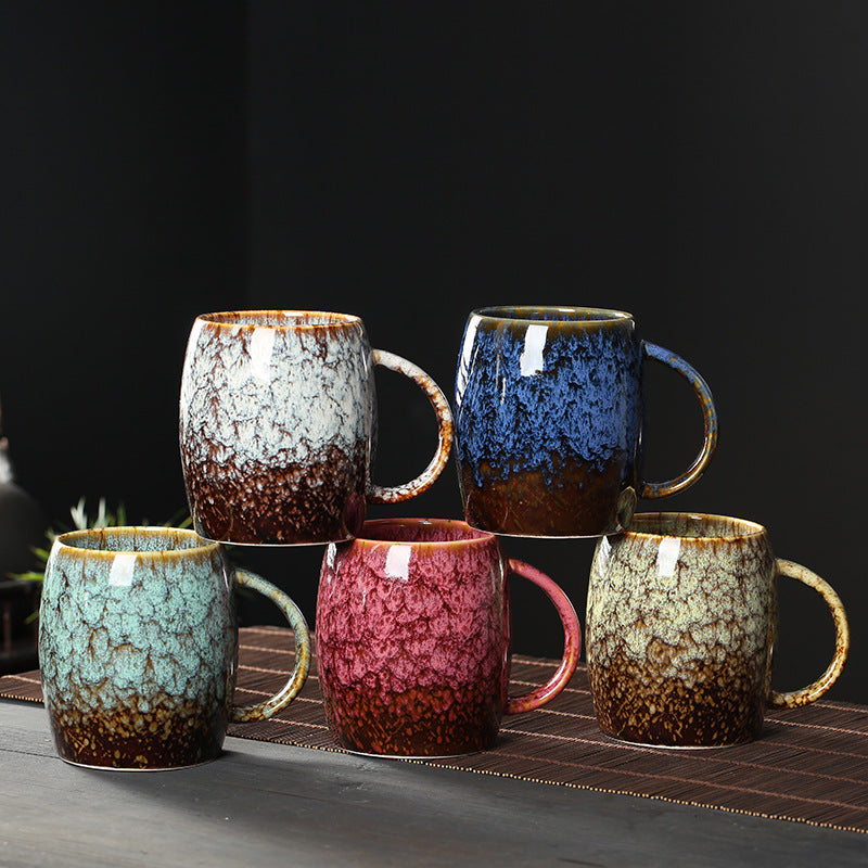 Taza Creativa de Gran Capacidad, Taza de Cerámica Simple para Parejas, Estilo Japonés, Taza de Café Horneada en Horno, Taza para Beber 460ML
