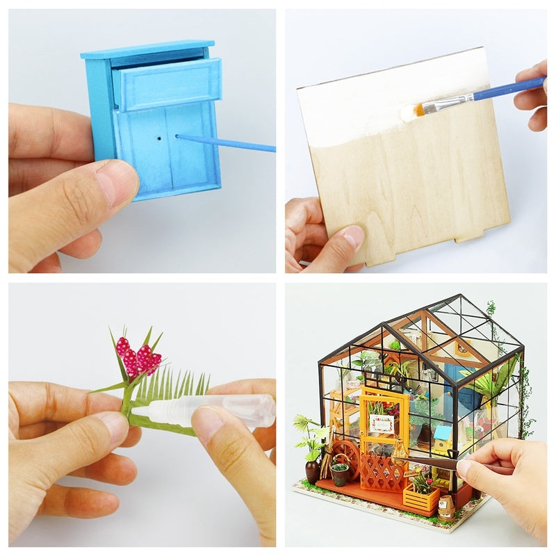 Bookshelf Decor | Miniture House | Robotime Miniature Doll House Diy Kathy's Green Garden