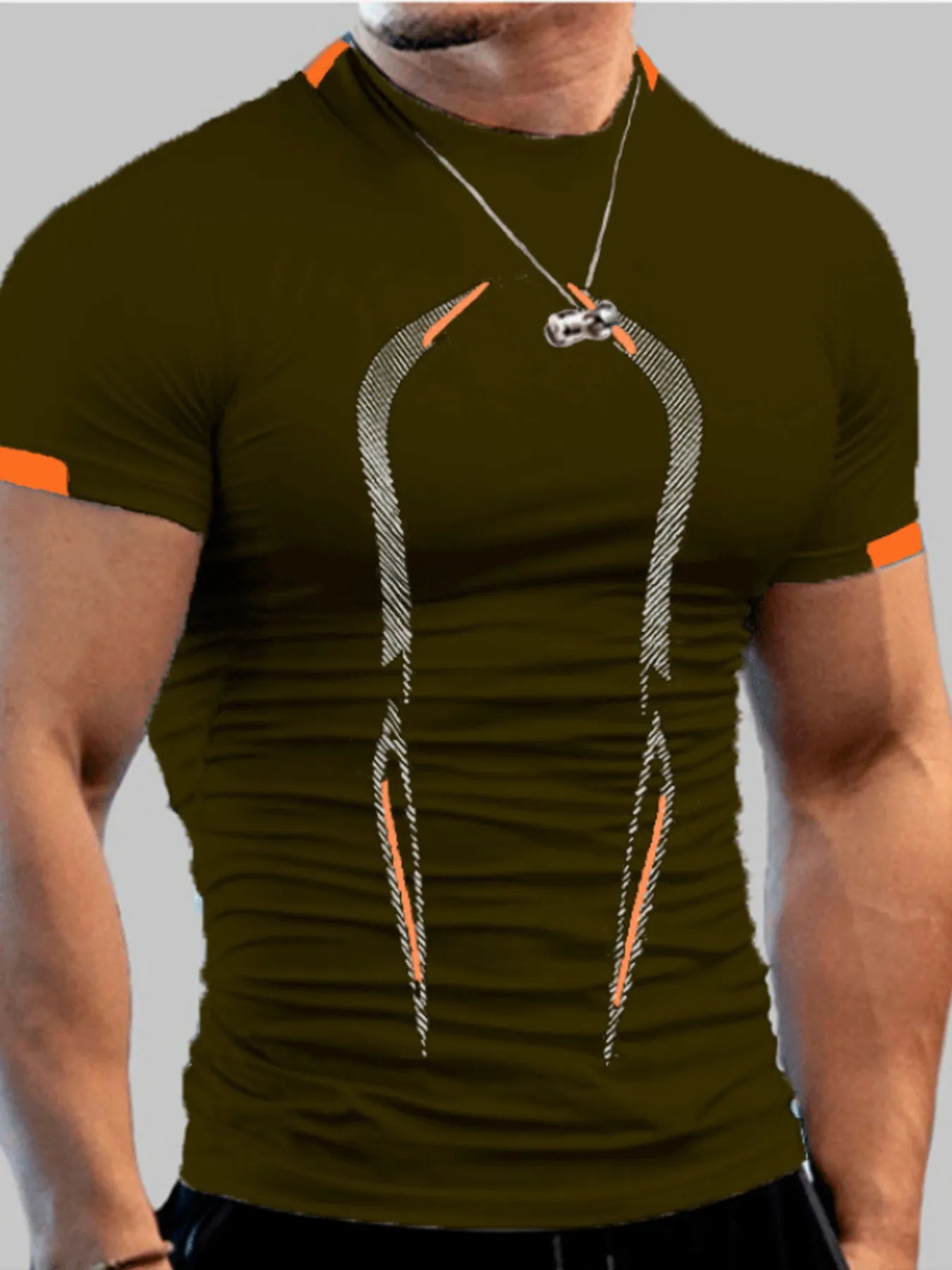 Men's Full Size Mock Neck Short Sleeve Active T-Shirt