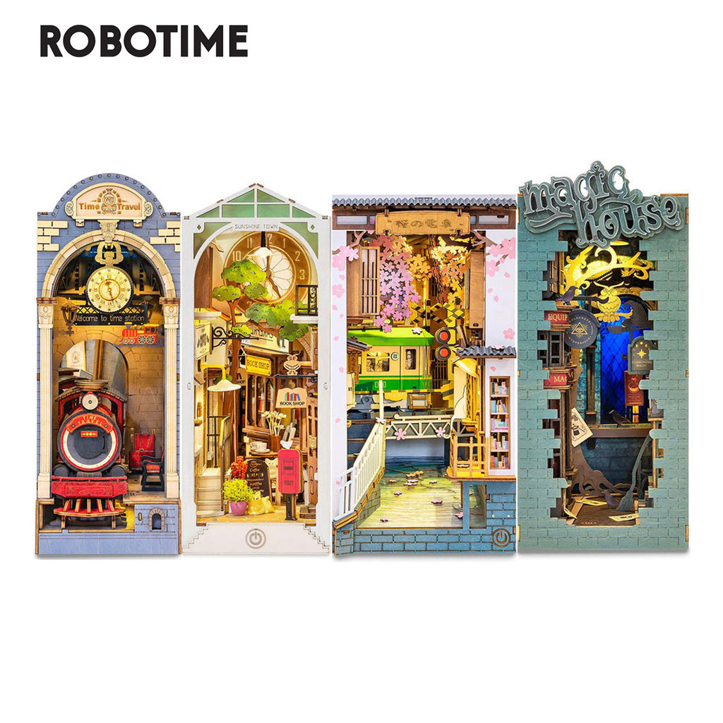 Robotime Rolife Serie Book Nooks Cuentos en libros 4 tipos DIY Casa de Madera en Miniatura Muebles Sakura Densya TGB01 Dropshipping