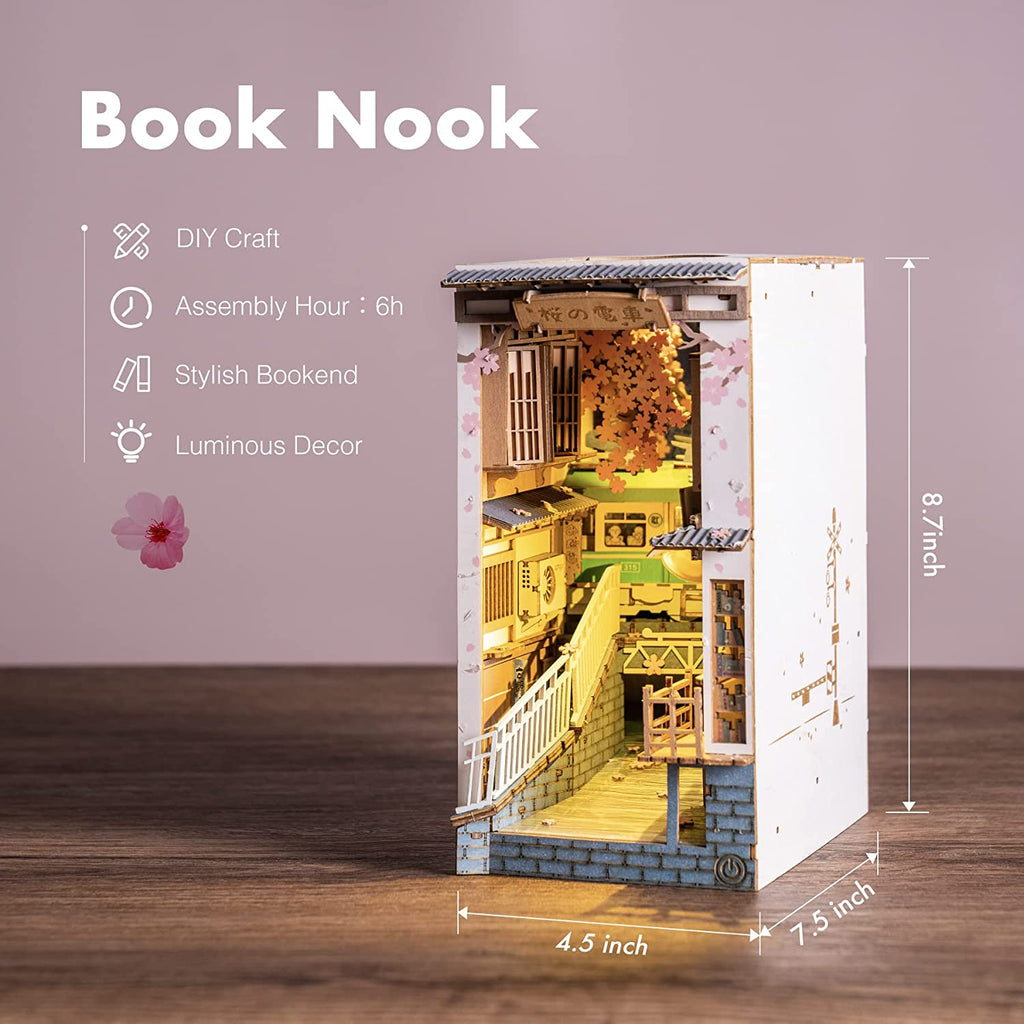 Robotime Rolife Serie Book Nooks Cuentos en libros 4 tipos DIY Casa de Madera en Miniatura Muebles Sakura Densya TGB01 Dropshipping