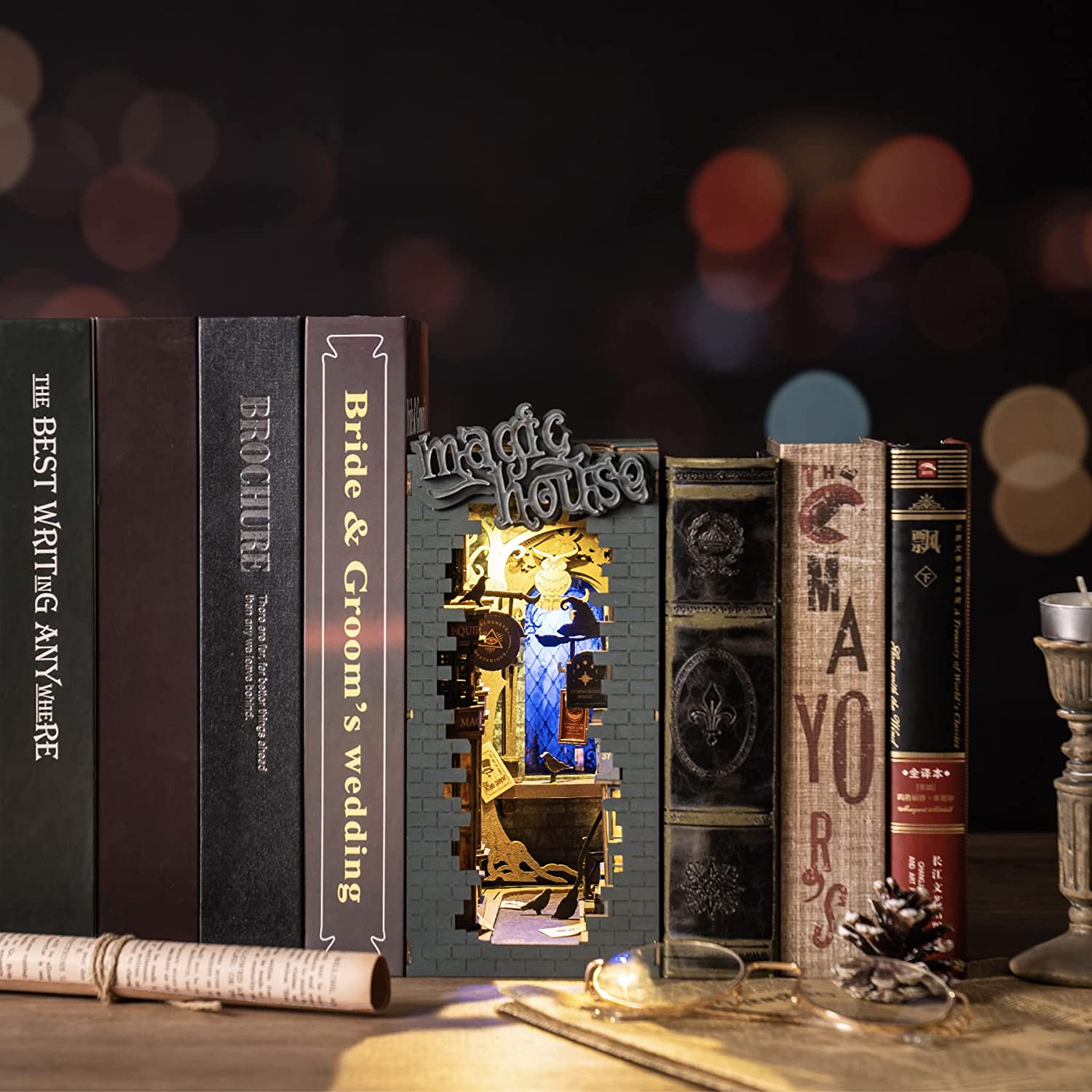 Robotime Rolife Serie Book Nooks Cuentos en libros 4 tipos DIY Casa de Madera en Miniatura Muebles Sakura Densya TGB01 Dropshipping