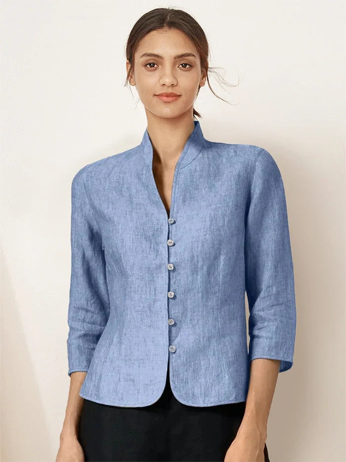 100 Linen Hand Button Fitted Jacket Amelia