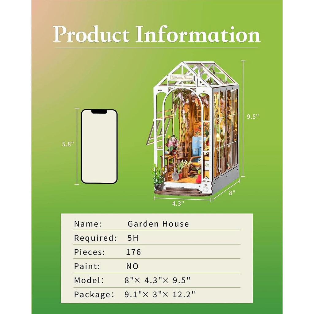 Book Case | Diy Garden House Book Nook Kit with LED