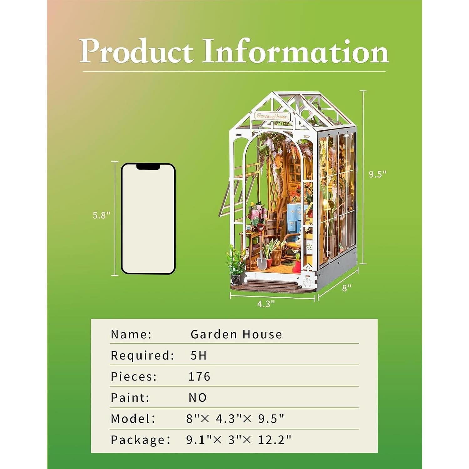Book Case | Diy Garden House Book Nook Kit with LED