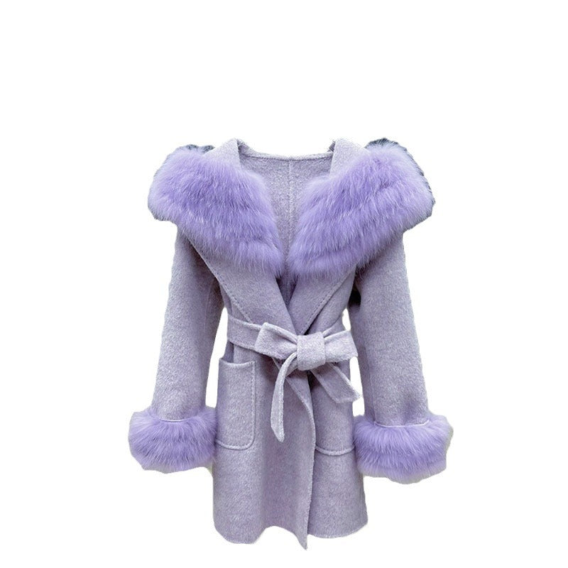 Autumn and Winter Coat Women's Sheepskin Woolen Slim Fit - Beige M