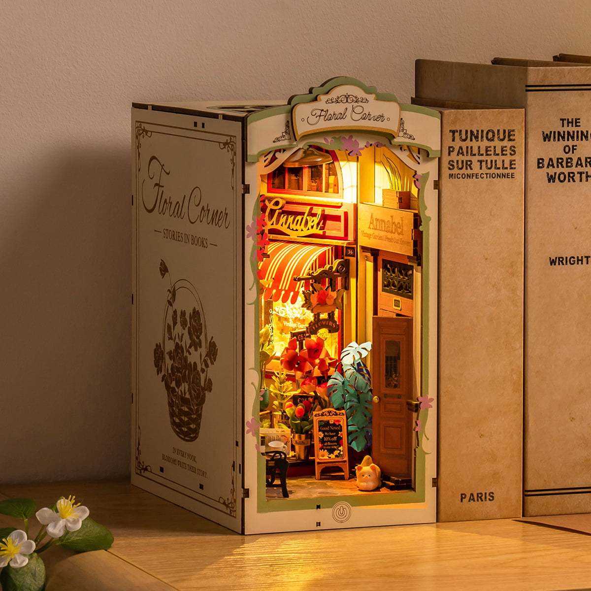 Bookshelf Decor | Miniature House | Floral Corner Diy Book Nook Shelf Insert