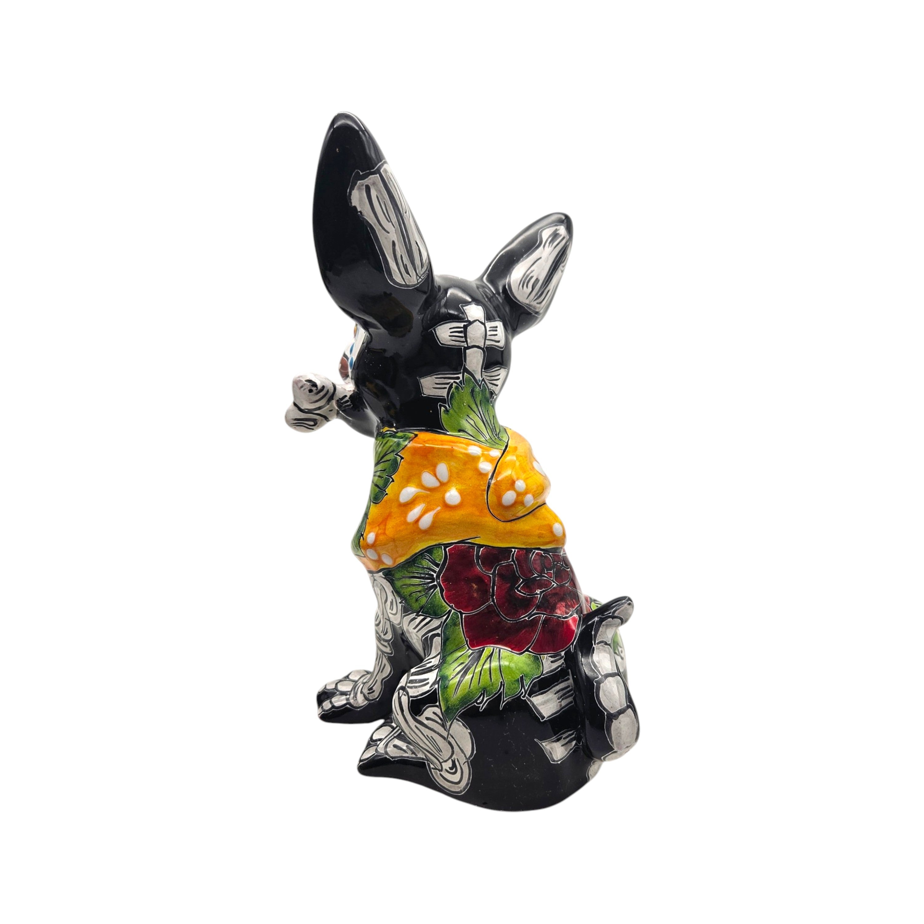 Talavera Figurine | Talavera Chihuahua Holding Bone