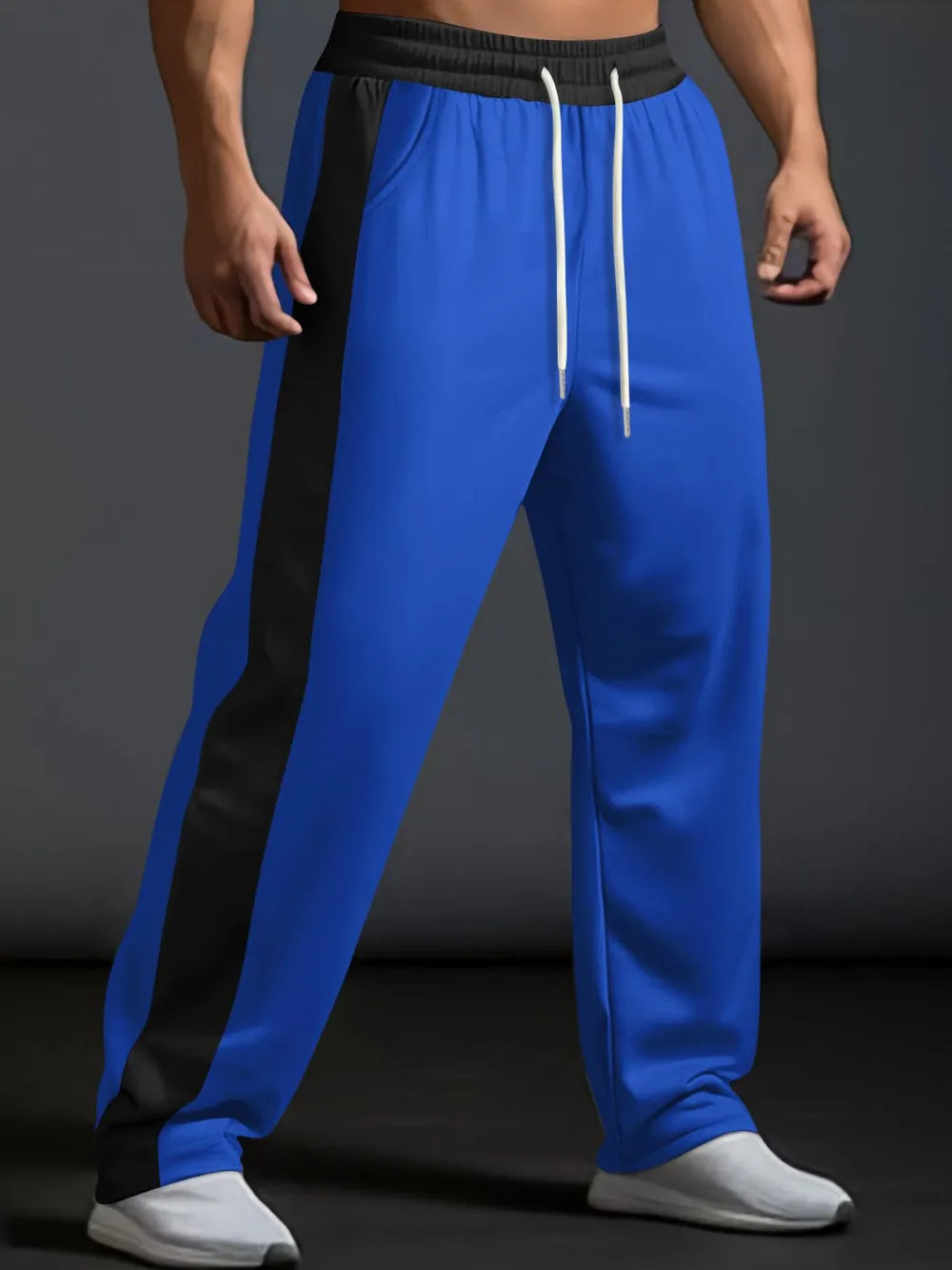 Men's Drawstring Contrast Wide Leg Pants