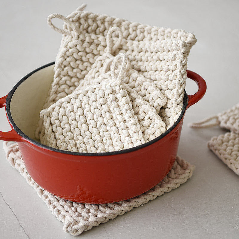 Posavasos de algodón simple hecho a mano/manopla