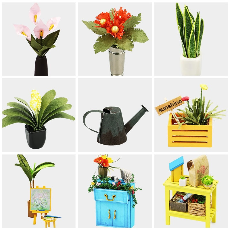 Bookshelf Decor | Miniture House | Robotime Miniature Doll House Diy Kathy's Green Garden