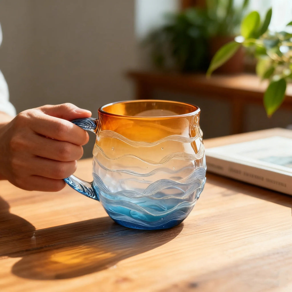 シーグラスサンセットマークコーヒーマグ