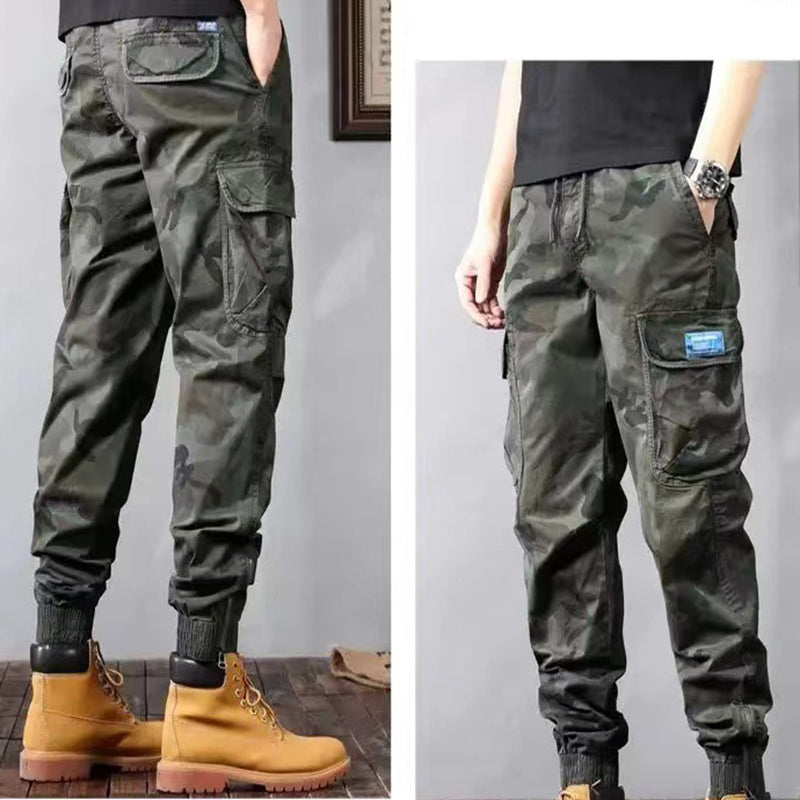 Pantalones cargo de camuflaje para hombre con bolsillos, pantalones cónicos holgados casuales de moda