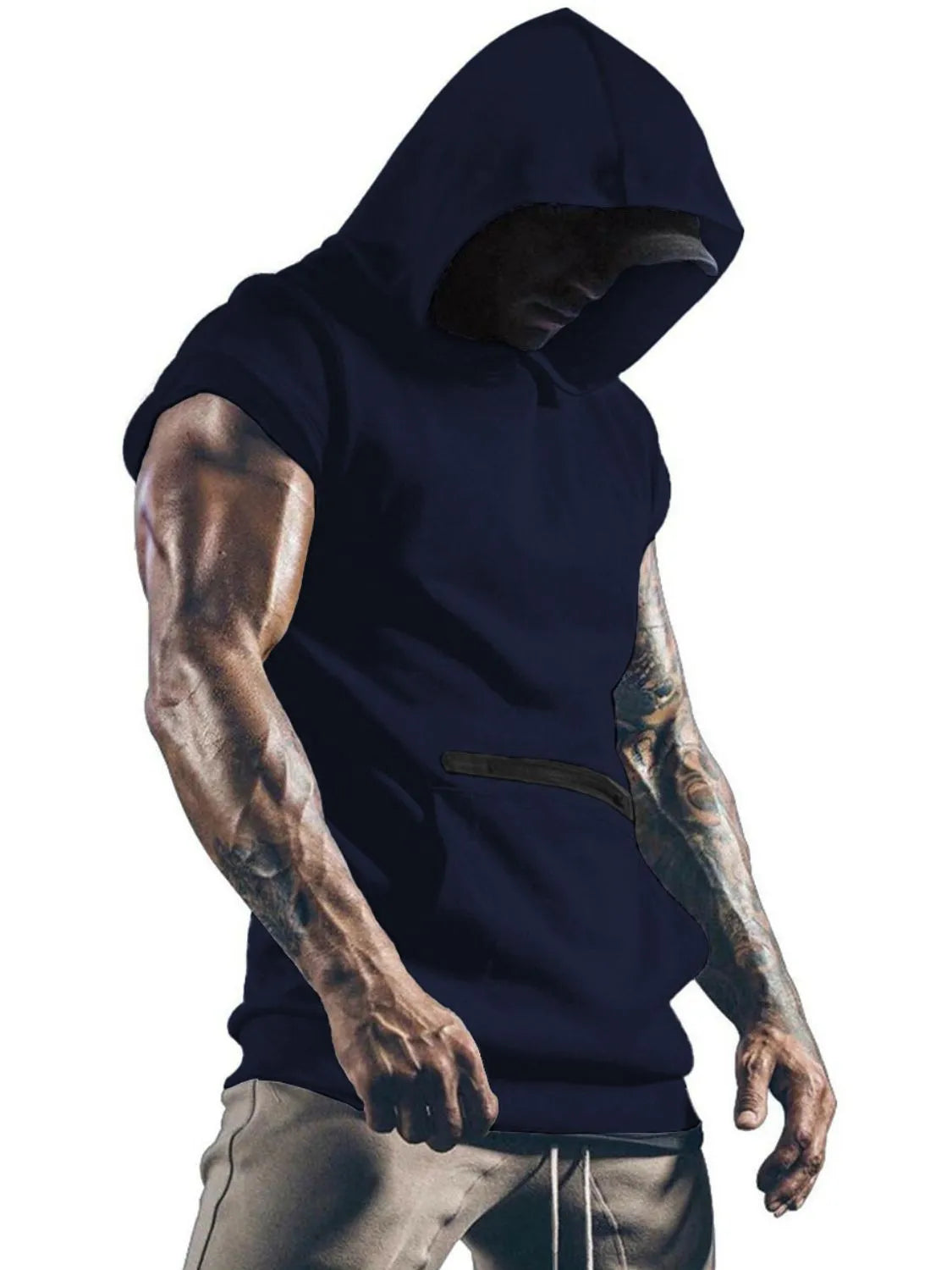 Men's Kangaroo Pocket Hooded Tank