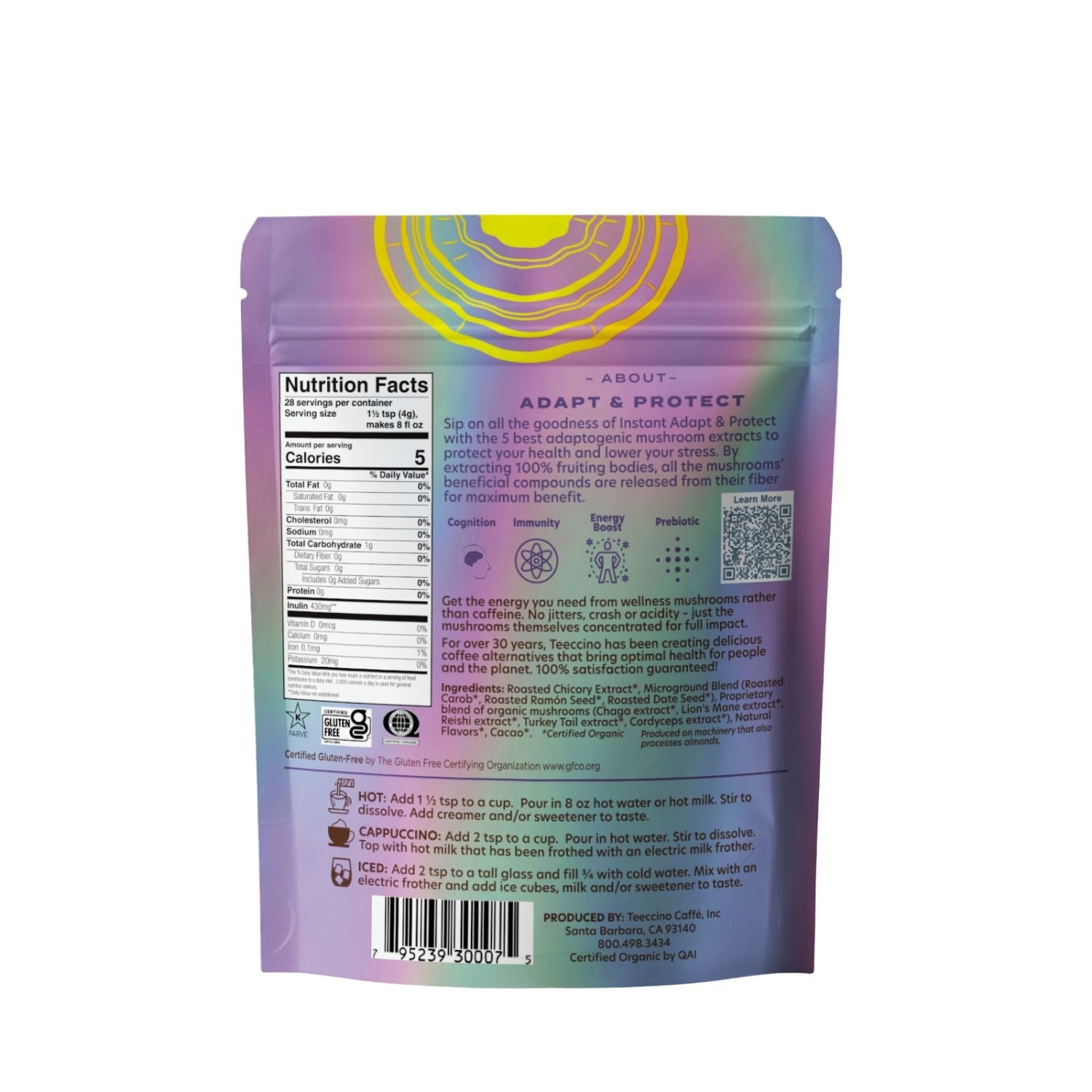 Herbal Coffee | Teeccino | Miraculous Mushrooms® Adapt & Protect Instant Herbal Coffee