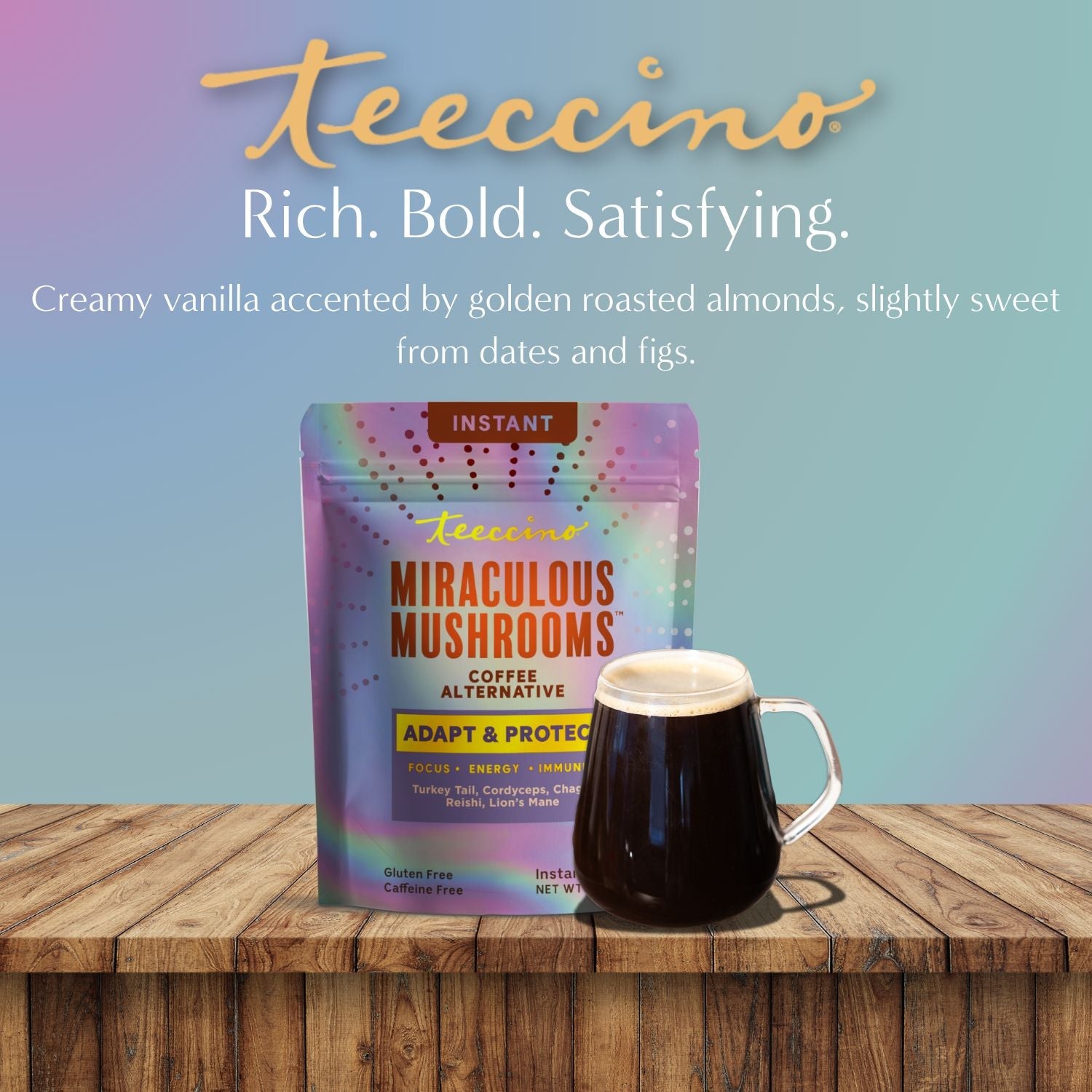 Herbal Coffee | Teeccino | Miraculous Mushrooms® Adapt & Protect Instant Herbal Coffee