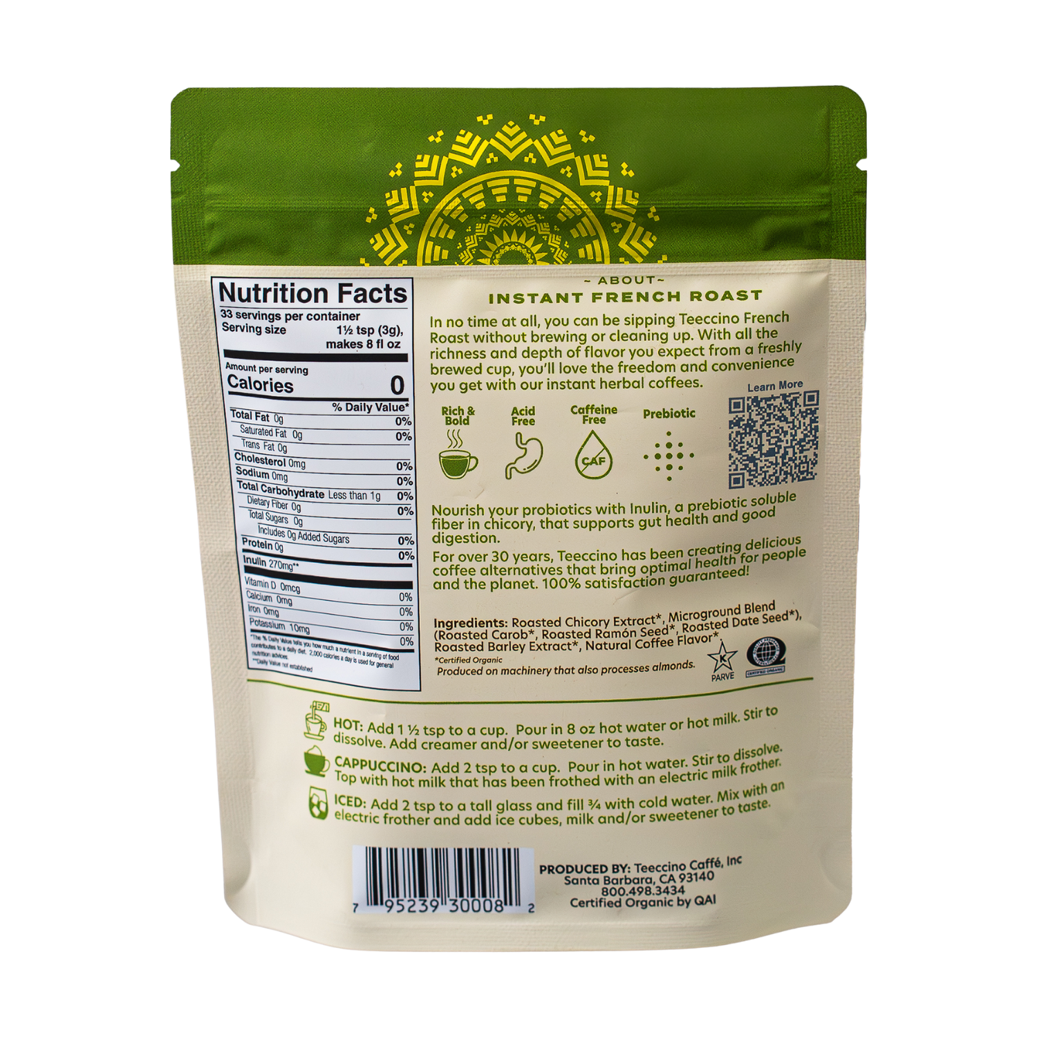 Herbal Coffee | Teeccino | Instant French Roast Herbal Coffee