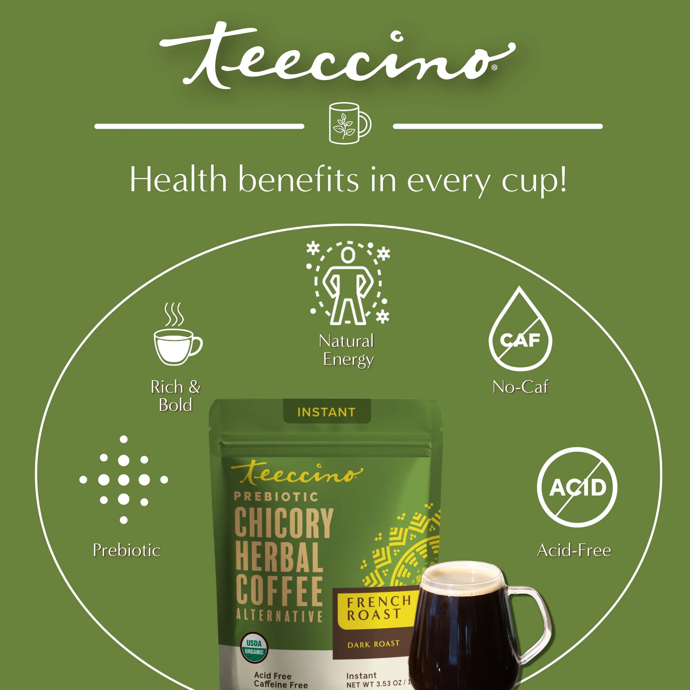 Herbal Coffee | Teeccino | Instant French Roast Herbal Coffee