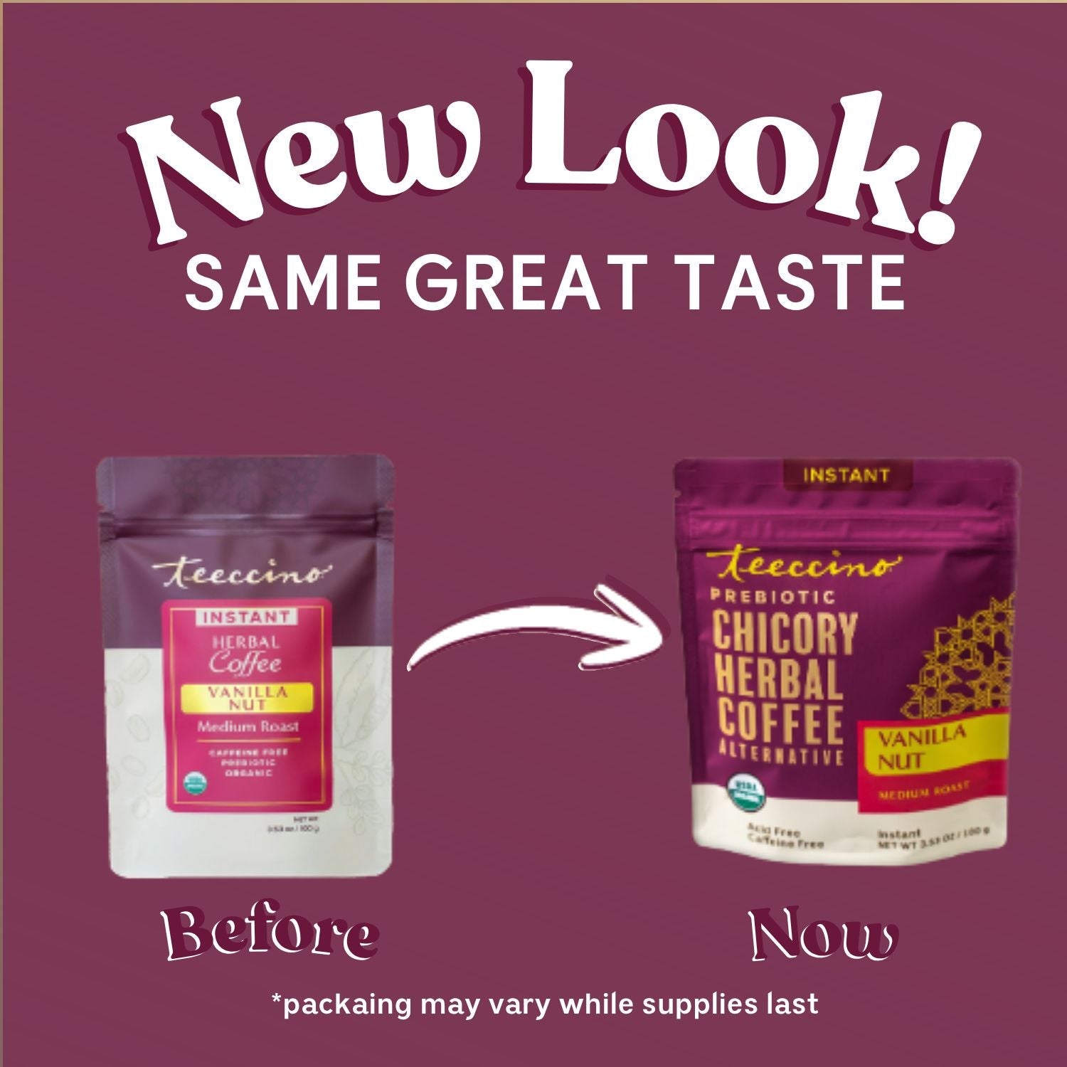Herbal Coffee | Teeccino | Instant Vanilla Nut Herbal Coffee