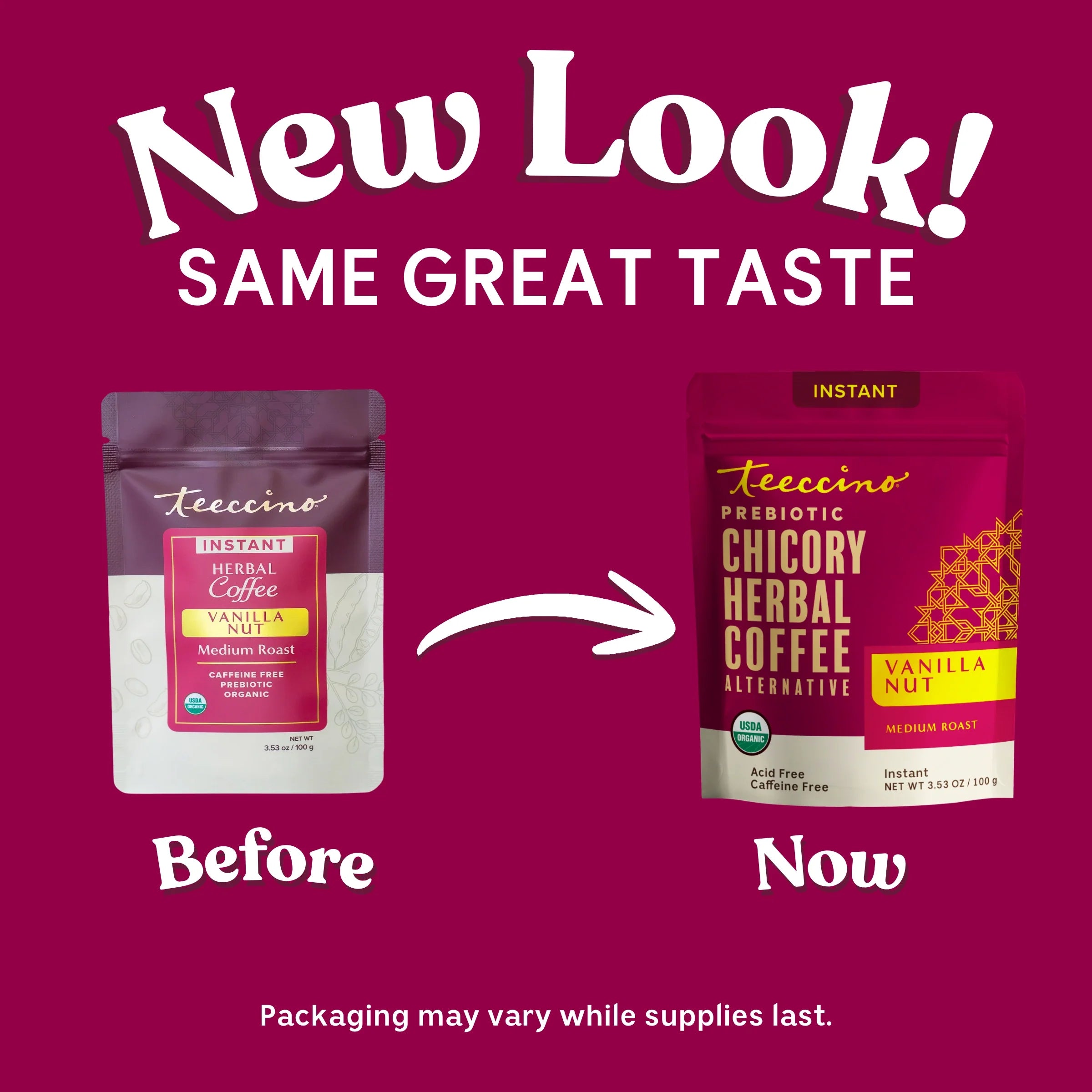 Herbal Coffee | Teeccino | Instant Vanilla Nut Herbal Coffee